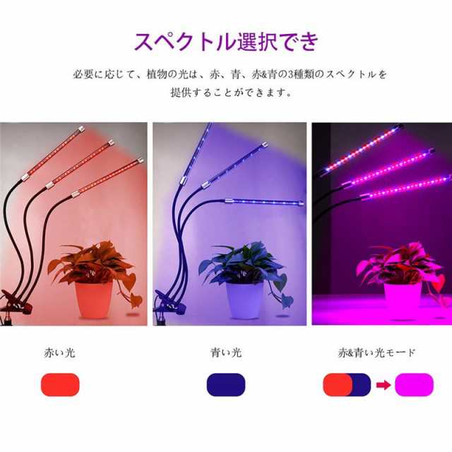 室内栽培ランプ植物育成ライト Led 植物ライト階調光 観賞用 3ヘッド付き 27w 10段 タイミング定時機能 3h 9h 12h Gg26の通販はau Pay マーケット Hawaiian Eagle