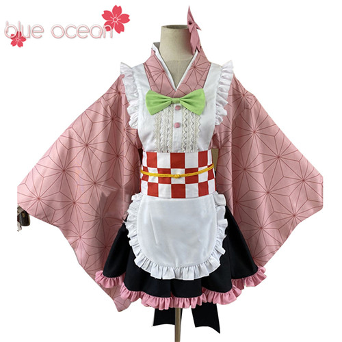 鬼滅の刃 竈門禰豆子 風 コスプレ用 衣装 可愛メイド服 cosplay ハロウィン コスチュームの通販は 5,950円