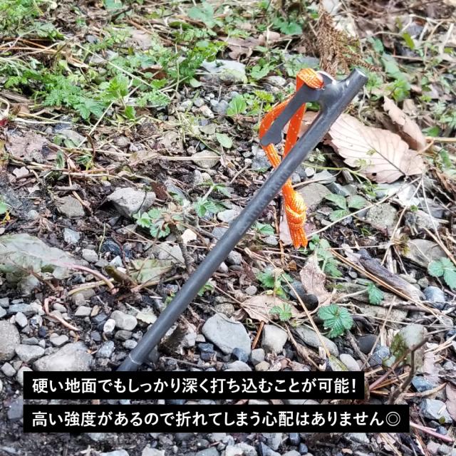 TITAN MANIA チタンマニア ペグ チタン製 チタンペグ ソリッド 超軽量 強靭 40cm 8本セット 山地 砂利 草地 硬い地面 テントペグ キャンプ 設営用具 収納袋付き_4