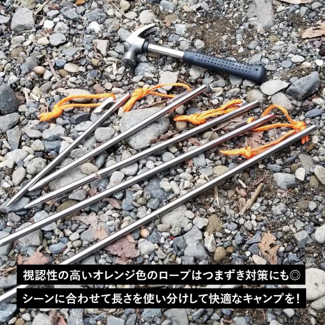TITAN MANIA チタンマニア ペグ チタン製 チタンペグ ソリッド 超軽量 強靭 40cm 8本セット 山地 砂利 草地 硬い地面 テントペグ キャンプ 設営用具 収納袋付き_5