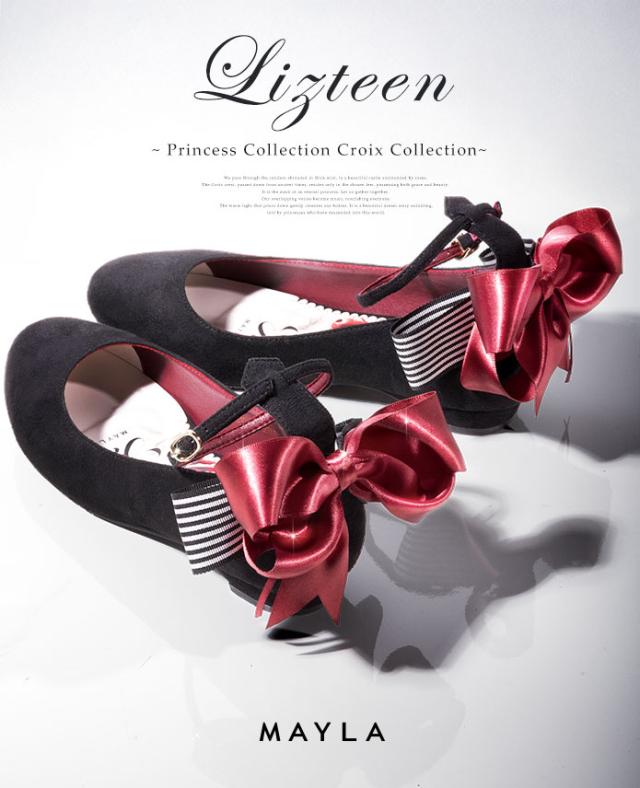 MAYLA マイラ 靴 パンプス 復刻デザイン リズティーン ブラック×レッド ローヒール パンプス レディース 女性 正規品 新品 公式 MAYLA オリジナル パンプス 大人 おしゃれ 可愛い 人気 ブランド プレゼント