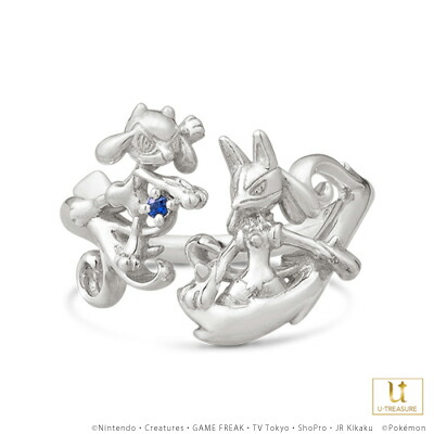 ポケモン グッズ リオル ルカリオ リング 指輪 アクセサリー リオル＆ルカリオ フォークリング シルバー 男女兼用 ユニセックス ギフト レディース メンズ かわいい おしゃれ 人気 ブランド ポケットモンスター 誕生日 記念日 プレゼント U-TREASURE ユートレジャー