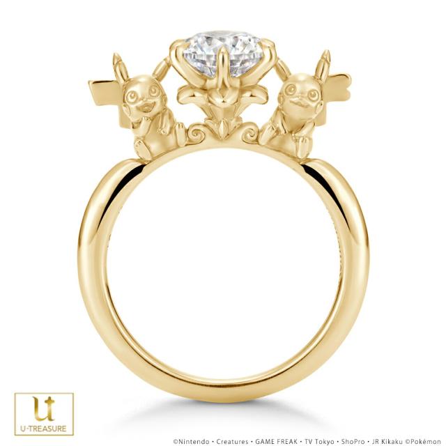ポケモン リング 指輪 ピカチュウ カラットソリティア リング K18イエローゴールド（ダイヤ込） レディース 女性 婚約指輪 人気 ギフト エンゲージリング 1カラット ブライダルリング ポケットモンスター プロポーズ 結婚 記念日 プレゼント ユートレジャー U-TREASUREの通販は