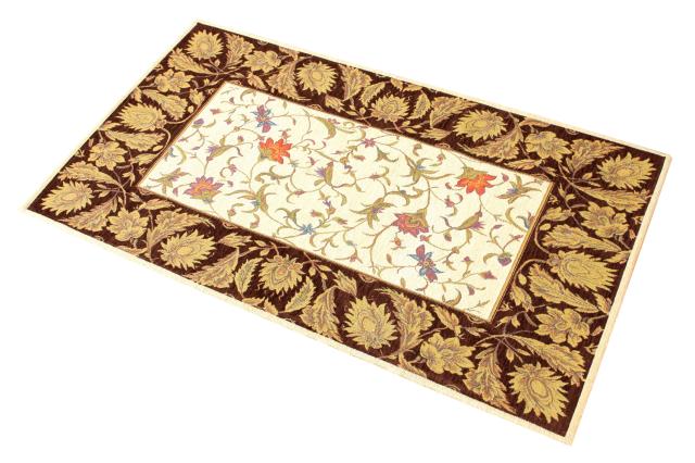 洗えるゴブラン織シェニールマット　シャルトル　90×140cm　ブラウン