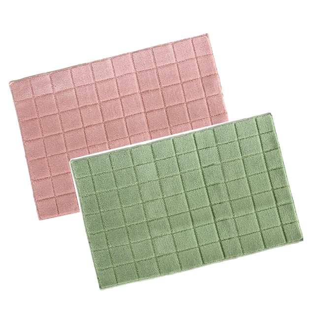 日本製 抗菌防臭＆吸水速乾バスマット　レチカータ 2枚組　60×90cm ピンク&グリーンの通販は