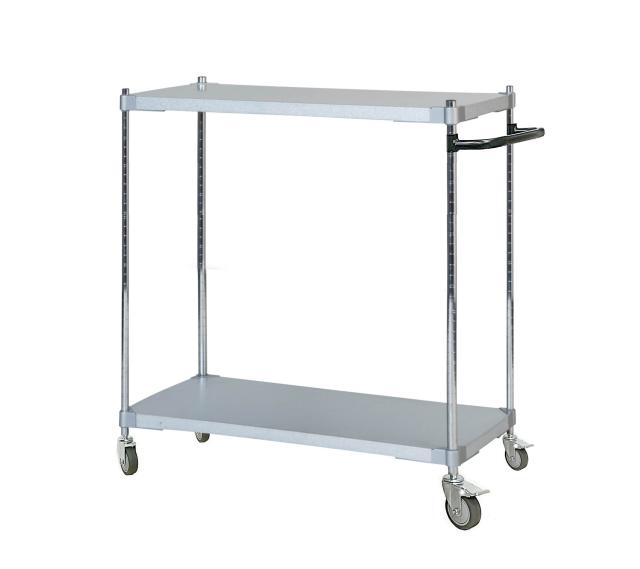 ガルバシェルフワゴン46×90 2段 ポール900　取っ手付きBKの通販は 27,235円