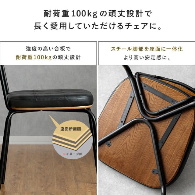 ダイニングチェア 2脚セット 椅子 おしゃれ 北欧 レザー ヴィンテージ