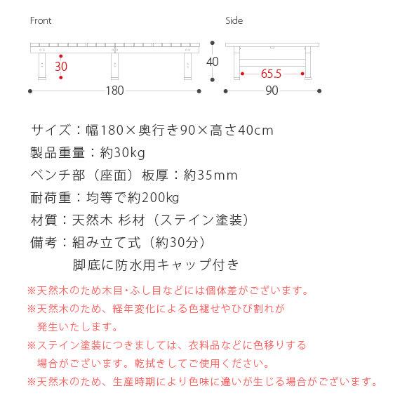 縁台 木製 縁台 180 縁側 幅180 奥行90cm 縁台 屋外 庭 ベンチ ウッドデッキ 踏み台 ガーデンベンチ 縁台 ガーデン ワイド 簡単設置 おしゃれ 天然木デッキ縁台 ワイドタイプ 単体販売 ライトブラウン ダークブラウン_3