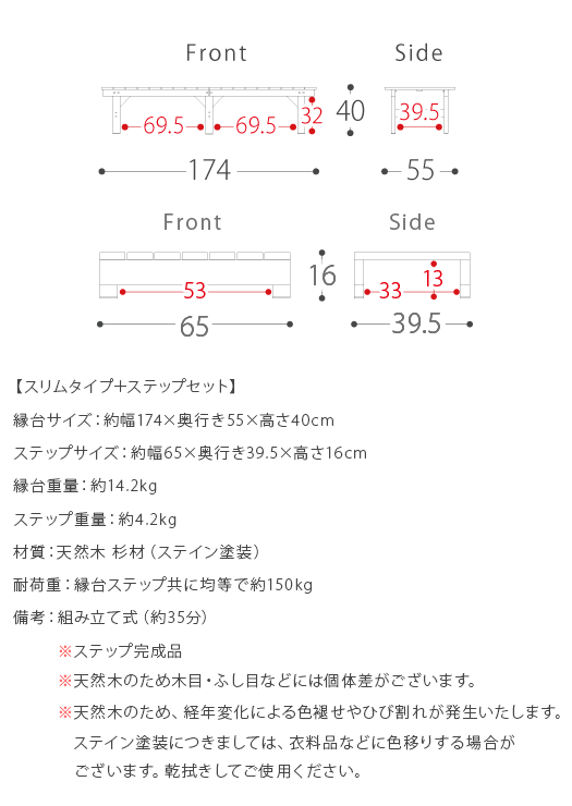 縁台 ウッドデッキ デッキ縁台 縁側 ベランダ ベンチ 木製 天然木 野外