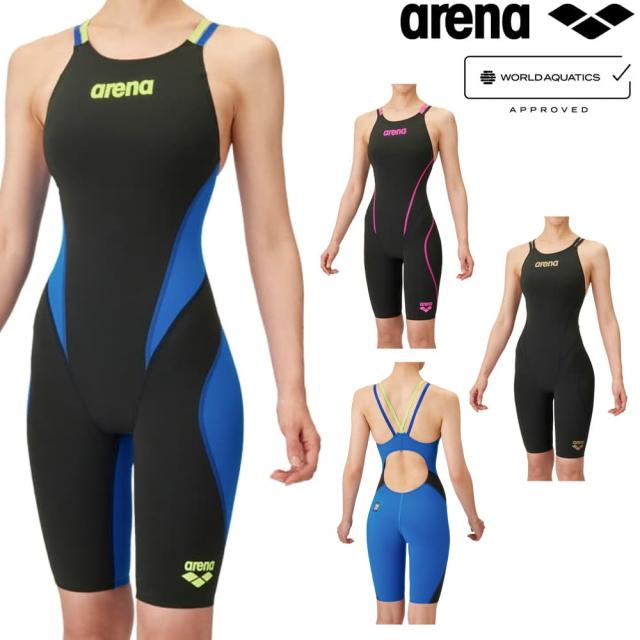 アリーナ ARENA 競泳水着 レディース WA承認モデル レーシングワンピーススパッツ オープンバック ハーフレッグ オールインワン AQUAFORCE Fusion-Tri AS5SRC12L fina マーク あり