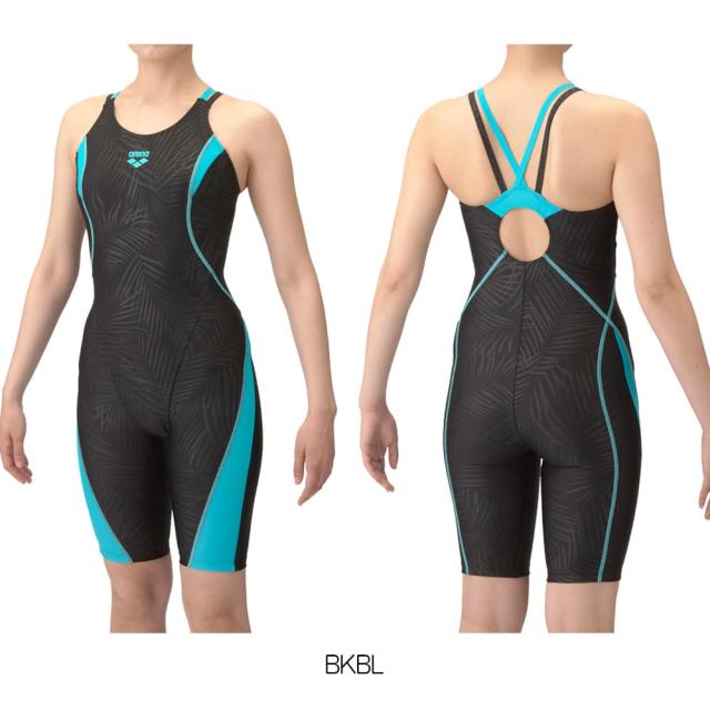 アリーナ ARENA フィットネス水着 レディース フィットネスワンピーススパッツ オープンバック ハーフレッグ ぴったりパッド オールインワン パッド付き AQUA EXA ダブルエステルリーフWR 2025年春夏モデル AS5SWF03Lの通販は