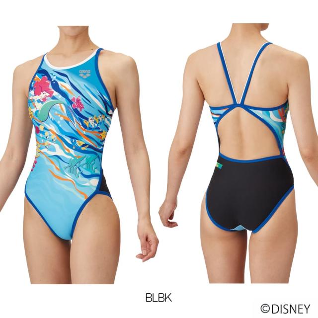 アリーナ ARENA 競泳水着 練習用水着 レディース トレーニングワンピース オープンバック ディズニー『リトル・マーメイド』"アリエル" タフスーツ タフスキンT2E 競泳練習水着 2025年春夏モデル AS5SWM55L