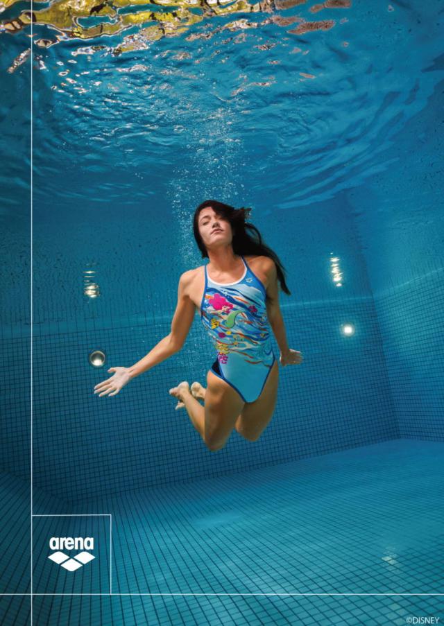 アリーナ ARENA 競泳水着 練習用水着 レディース トレーニングワンピース オープンバック ディズニー『リトル・マーメイド』"アリエル" タフスーツ タフスキンT2E 競泳練習水着 2025年春夏モデル AS5SWM55L
