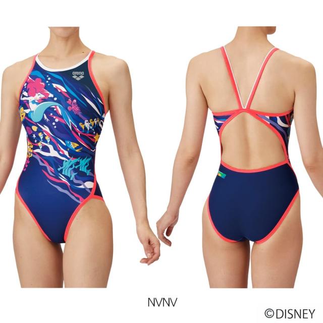 アリーナ ARENA 競泳水着 練習用水着 レディース トレーニングワンピース オープンバック ディズニー『リトル・マーメイド』"アリエル" タフスーツ タフスキンT2E 競泳練習水着 2025年春夏モデル AS5SWM55L