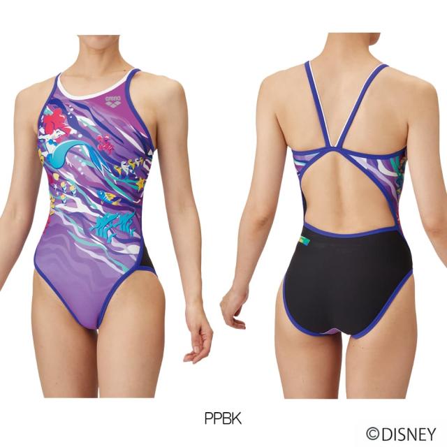 アリーナ ARENA 競泳水着 練習用水着 レディース トレーニングワンピース オープンバック ディズニー『リトル・マーメイド』"アリエル" タフスーツ タフスキンT2E 競泳練習水着 2025年春夏モデル AS5SWM55L