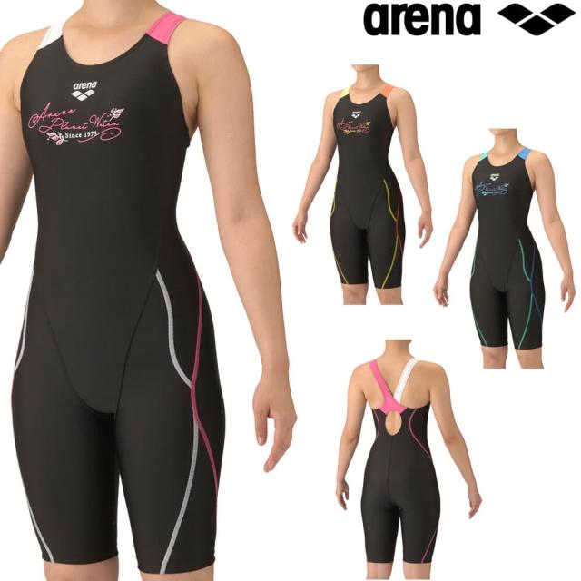 アリーナ ARENA フィットネス水着 レディース フィットネスワンピーススパッツ オープンバック ハーフレッグ ひっかけパッド オールインワン AQUA EXA パッド付