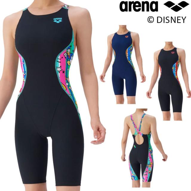 アリーナ ARENA 競泳水着 練習用水着 レディース トレーニングワンピーススパッツ オープンバック ハーフレッグ オールインワン ディズニー “ドナルド・ダック” “ヒューイ・デューイ・ルーイ” タフスーツ タフスキンEP 競泳練習水着 2025年秋冬モデル AS5FWM55L