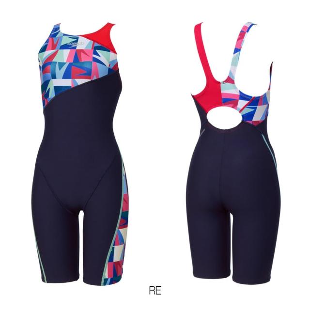 スピード SPEEDO 競泳水着 練習用水着 レディース ブーングリッドターンズニースキン オールインワン ENDURANCE ECO 競泳練習水着 2026年春夏モデル STW12605_1