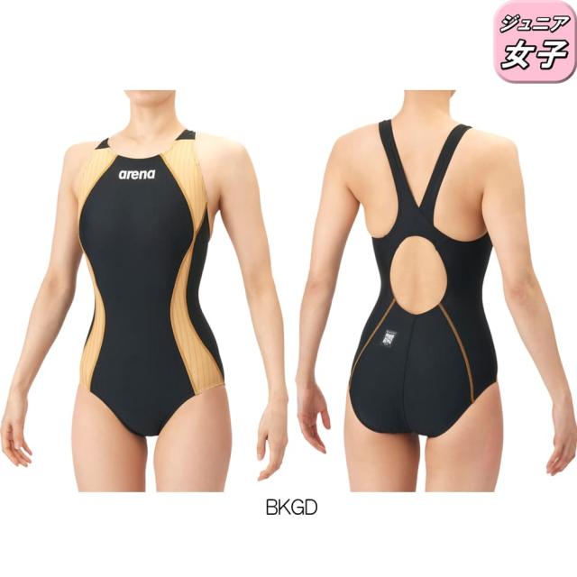 アリーナ ARENA 競泳水着 ジュニア女子 WA承認モデル AQUA RACING ECO AQUA STRIPE レーシングワンピース オープンバック 2026年春夏モデル AS6SRC52G fina マーク あり_4