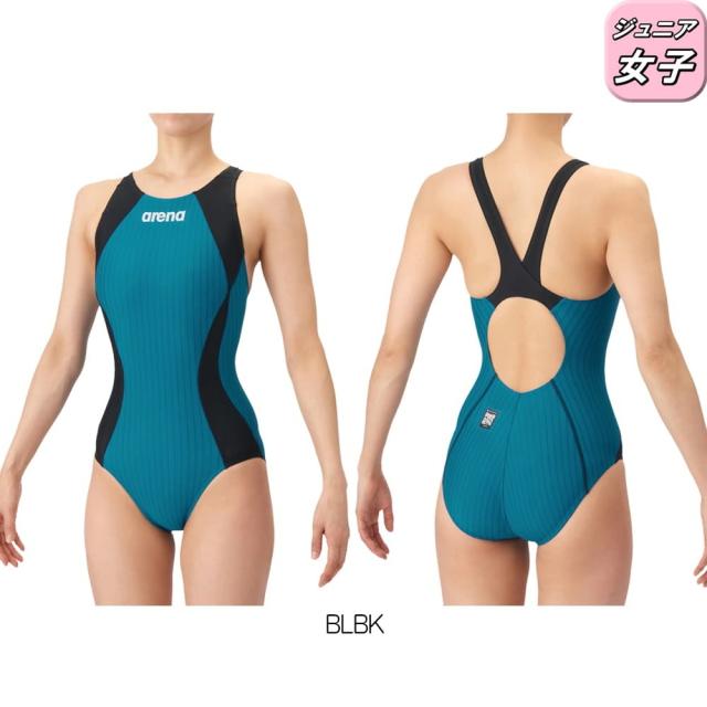 アリーナ ARENA 競泳水着 ジュニア女子 WA承認モデル AQUA RACING ECO AQUA STRIPE レーシングワンピース オープンバック 2026年春夏モデル AS6SRC52G fina マーク あり_5