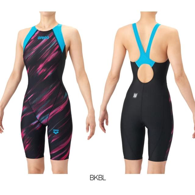 アリーナ ARENA 競泳水着 レディース WA承認モデル AQUA RACING ECO AQUA STRIPE レーシングワンピーススパッツ オープンバック ハーフレッグ オールインワン 2026年春夏モデル AS6SRC78L fina マーク あり_2