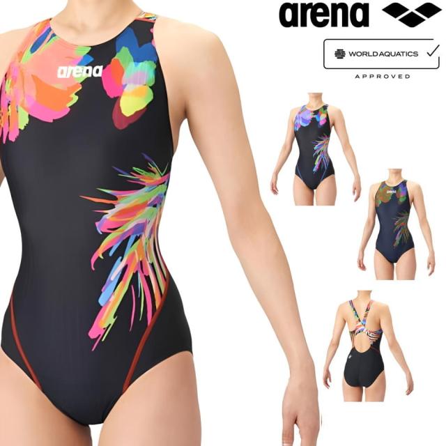 アリーナ ARENA 競泳水着 レディース WA承認モデル AQUA RACING ECO AQUA STRIPE レーシングワンピース オープンバック 2026年春夏モデル AS6SRC85L fina マーク あり