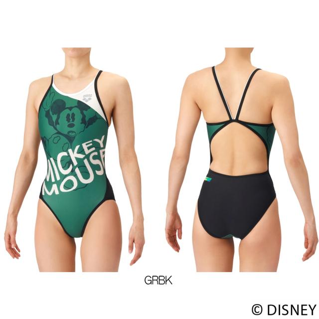 アリーナ ARENA 競泳水着 練習用水着 レディース ディズニー “ミッキー” タフスーツ タフスキンT2E トレーニングワンピース オープンバック 競泳練習水着 2026年春夏モデル AS6SWM50L