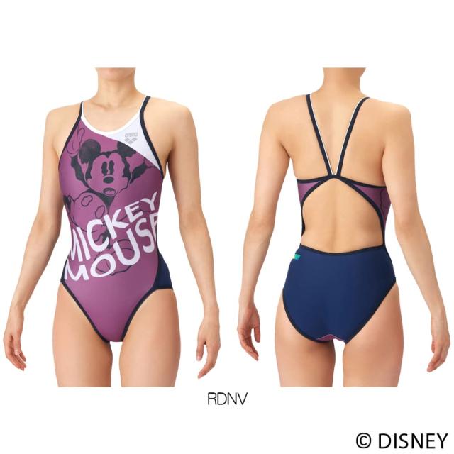 アリーナ ARENA 競泳水着 練習用水着 レディース ディズニー “ミッキー” タフスーツ タフスキンT2E トレーニングワンピース オープンバック 競泳練習水着 2026年春夏モデル AS6SWM50L