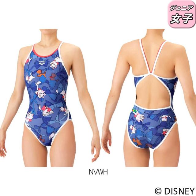 アリーナ ARENA 競泳水着 練習用水着 ジュニア女子 タフスーツ ディズニー 『おしゃれキャット』 “マリー” タフスキンEP トレーニングワンピース オープンバック 競泳練習水着 2026年春夏モデル AS6SWM54G