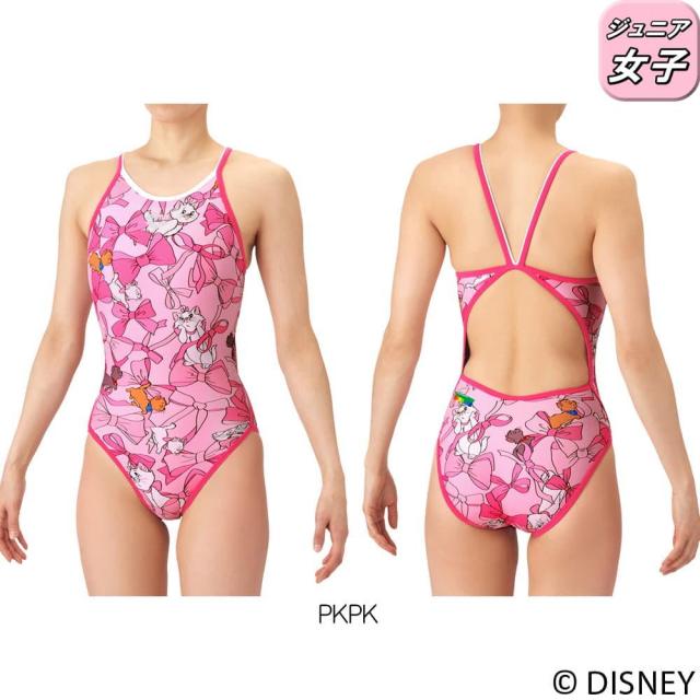 アリーナ ARENA 競泳水着 練習用水着 ジュニア女子 タフスーツ ディズニー 『おしゃれキャット』 “マリー” タフスキンEP トレーニングワンピース オープンバック 競泳練習水着 2026年春夏モデル AS6SWM54G