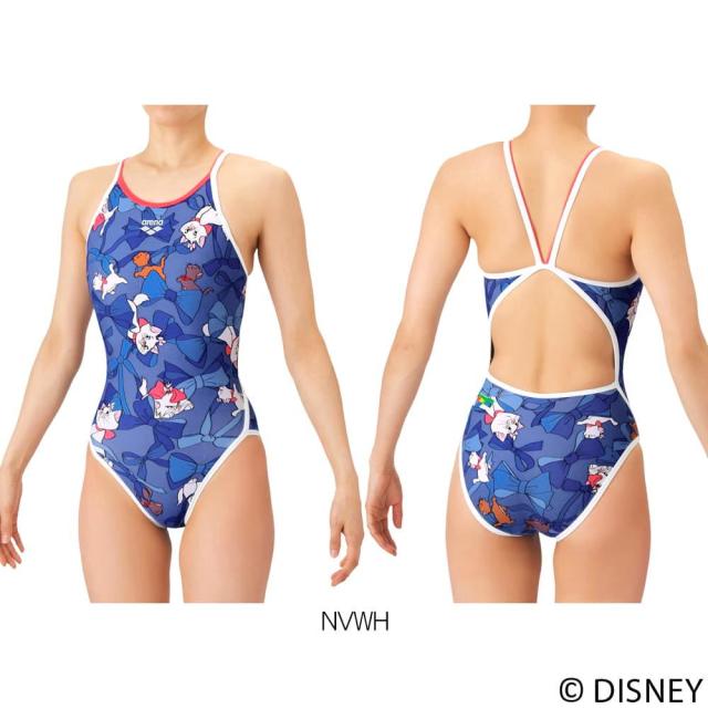 アリーナ ARENA 競泳水着 練習用水着 レディース タフスーツ ディズニー 『おしゃれキャット』 “マリー” タフスキンEP トレーニングワンピース オープンバック 競泳練習水着 2026年春夏モデル AS6SWM54L