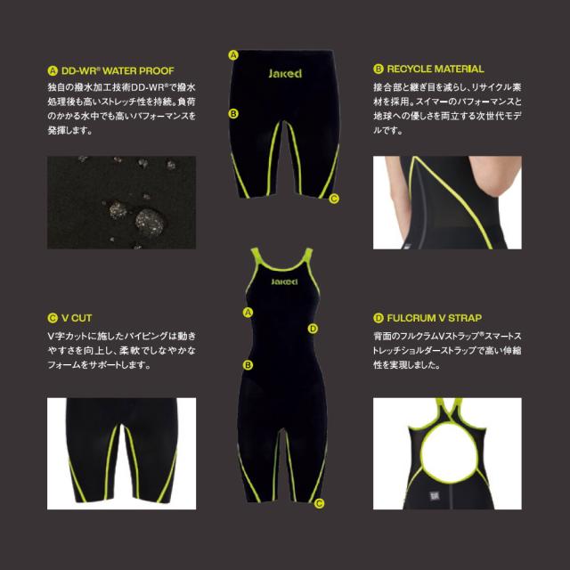 Jaked ジャケッド 競泳水着 レディース WA承認モデル J-EKO OPENBACK ジェイエコ オープンバック 高速水着 布帛素材 女性用 選手向き 2025年春夏モデル 820125F fina マーク あり_6