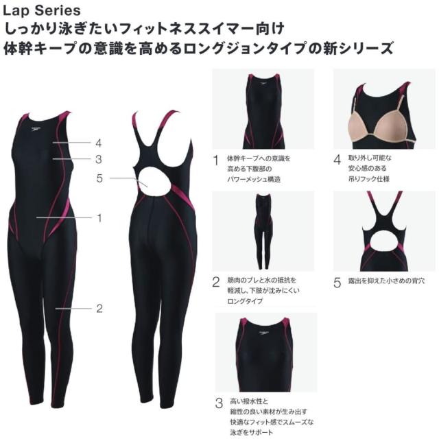 スピード SPEEDO フィットネス水着 レディース フレックスシグマニューコンフォートラップロングジョン 吊りフックカップ パッド付き FLEX Σν 2026年春夏モデル SFW12602_5