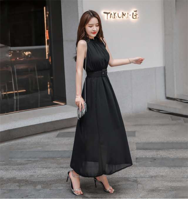 シフォン ドレス 新しい 韓国 女性 スリム スリム ロング ノースリーブ ロングスカート ビーチスカート 爽やかワンピースの通販はau Pay マーケット ａnytime