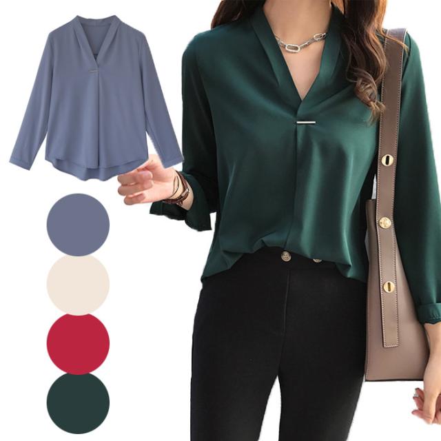 春 ブラウス レディース スキッパーシャツ 長袖 とろみシャツ 白 シャツ フォーマル シャツ 通学 通勤 ｏｌ 無地 長袖ブラウスの通販はau Pay マーケット ａnytime