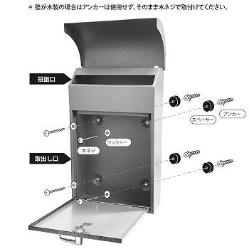 セトクラフト 壁掛けポスト GALVA ブラック＆ウォールナット SI-3945