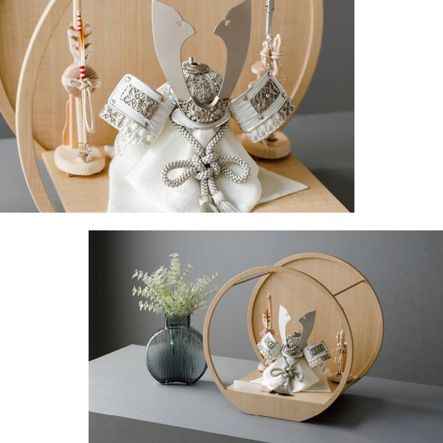 五月人形 おしゃれ 兜飾り 兜 高級 PREFER CLASSIC [兜2種 -木目調丸型デザイン飾り-] 中鍬形 5月人形 モダンの通販は