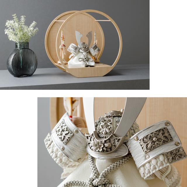 五月人形 おしゃれ 兜飾り 兜 高級 PREFER CLASSIC [兜2種 -木目調丸型デザイン飾り-] 中鍬形 5月人形 モダンの通販は