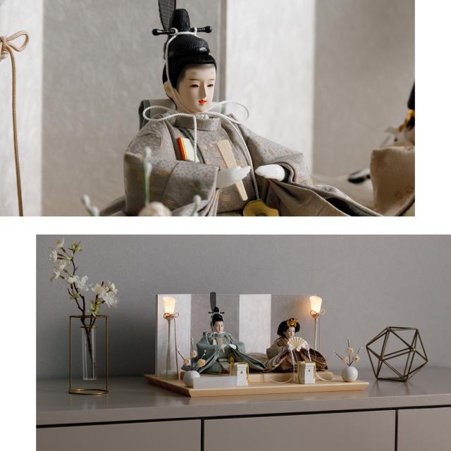 雛人形 高級 雛 PREFER CLASSIC[檜台 白屏風 平飾り お道具付 人形極々