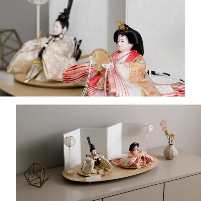 雛人形 高級 親王飾り 雛 PREFER CLASSIC [丸型台 白屏風 平飾 雪洞