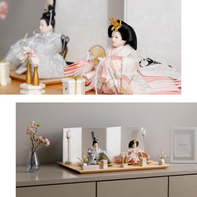 雛人形 高級 親王 PREFER CLASSIC [檜台 白屏風 平飾 道具付 貝桶三方
