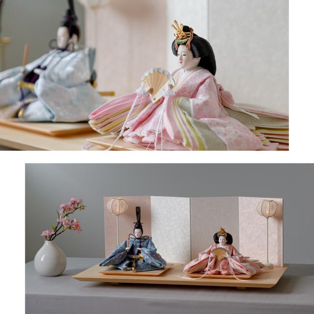 雛人形 高級 雛 PREFER CLASSIC[檜台 桃白屏風 平飾 雪洞 人形小 選べる金襴衣裳4種 美鈴 山桜 藍音 蒼梅] ひな人形 おしゃれ モダン 親王飾り インテリア お雛様 初節句 女の子 おひな様 桃の節句 クラシック ぷりふあ_2