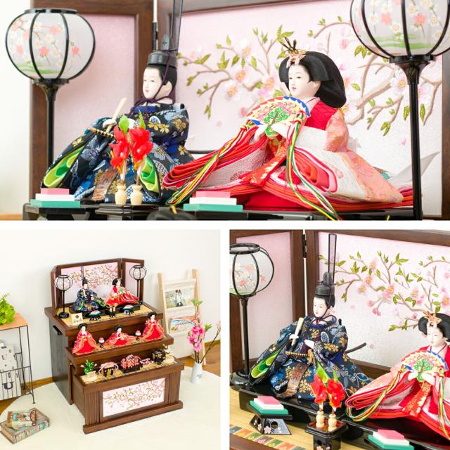新作☆収納飾り桜雛人形節句人形コンパクト令和初節句出産祝いひな祭り