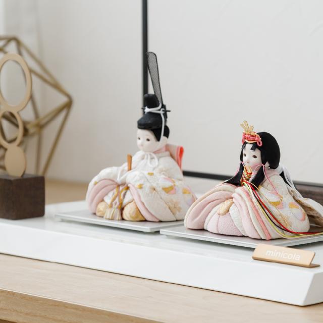 雛人形 おしゃれ コンパクト お雛様 親王飾り インテリア かわいい ひな人形 minicola rico 結愛(ゆあ) スクエア台 おひなさま_3