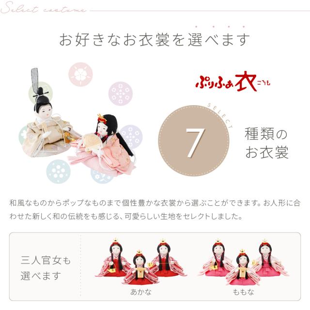 雛人形 ケース飾り コンパクト おしゃれ かわいい 今どき 雛 丸型 ぷりふあ 衣(ころも) 月ノ時 Sサイズ 五人飾り 節句 インテリア お雛様 おひなさま 最新 今どき 雛 モダン かわいい ひな人形