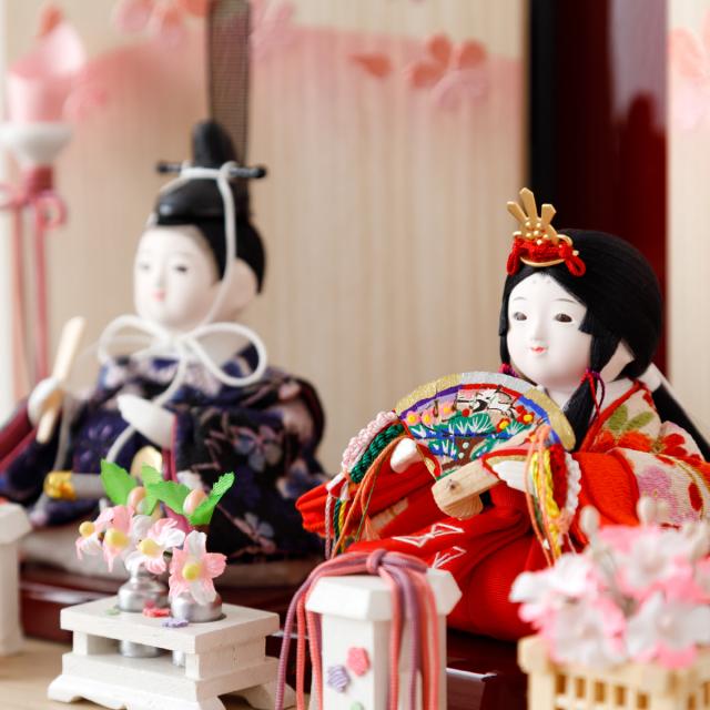 雛人形 コンパクト おしゃれ インテリア かわいい ぷりふあ 衣(ころも) Wood style -金彩舞桜- 親王飾り 平飾り モダン おひなさま 雛 最新 今どき_5