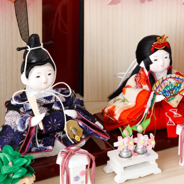 雛人形 コンパクト おしゃれ インテリア かわいい ぷりふあ 衣(ころも) Wood style -金彩舞桜- 親王飾り 平飾り モダン おひなさま 雛 最新 今どき_9
