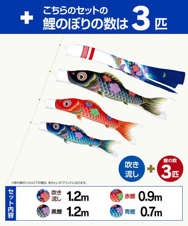 ベランダ用 こいのぼり 旭天竜 友禅 華の舞 1.2m 6点セット
