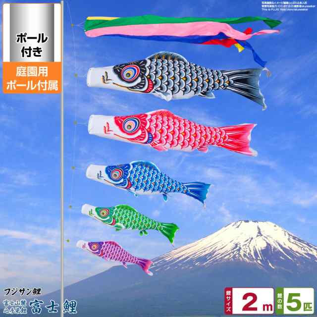 庭園用 こいのぼり フジサン鯉 富士鯉 2m 8点セット 庭園用 ポール付属 ガーデンセット