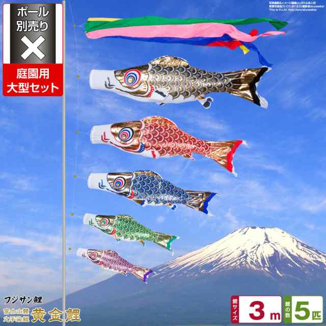 庭園用 こいのぼり フジサン鯉 黄金鯉 3m 8点セット 庭園 大型セット 【ポール 別売】